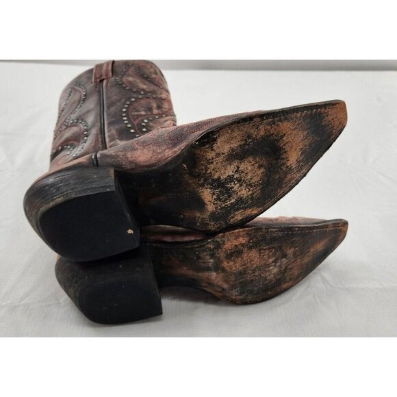 Eight Second Angel Women Size 8.5 Wash Pink Leather Studs Snip Toe Western Boot - Picture 7 of 9